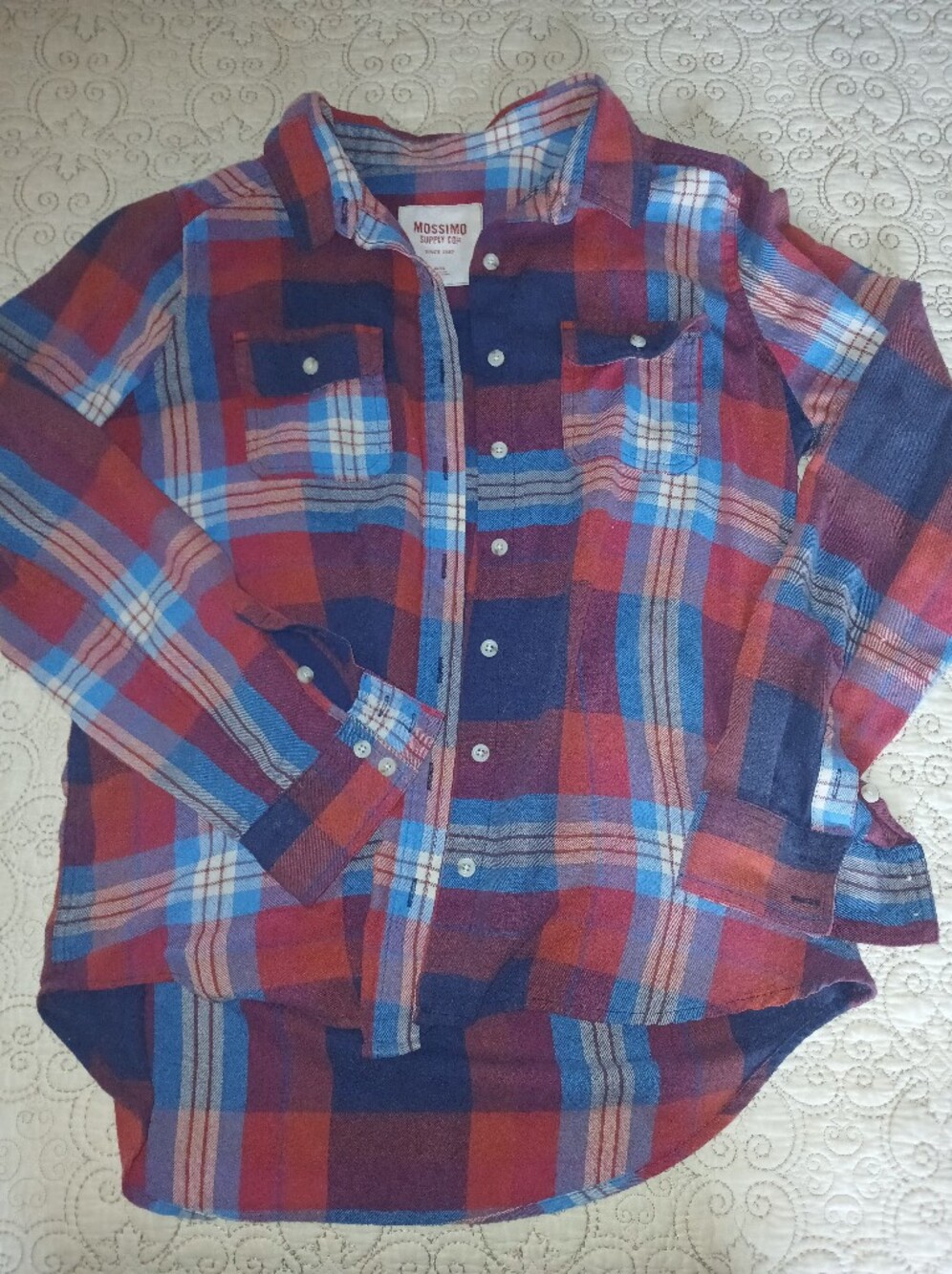 Mossimo Supply Co. Red and Blue Plaid Button-Down Shirt Size XL